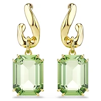 Millenia drop earrings, Octagon cut, Green, 18K gold finish