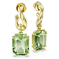 Millenia drop earrings, Octagon cut, Green, 18K gold finish