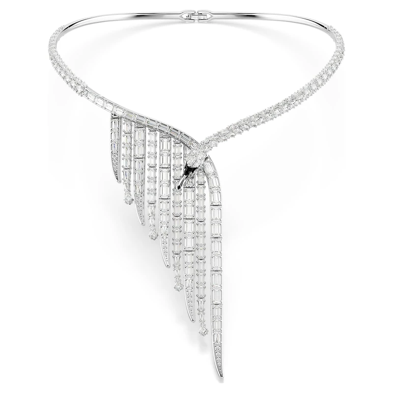 Vienna necklace, Mixed cuts, Swan, White, Rhodium plated