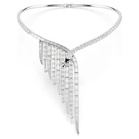 Vienna necklace, Mixed cuts, Swan, White, Rhodium plated