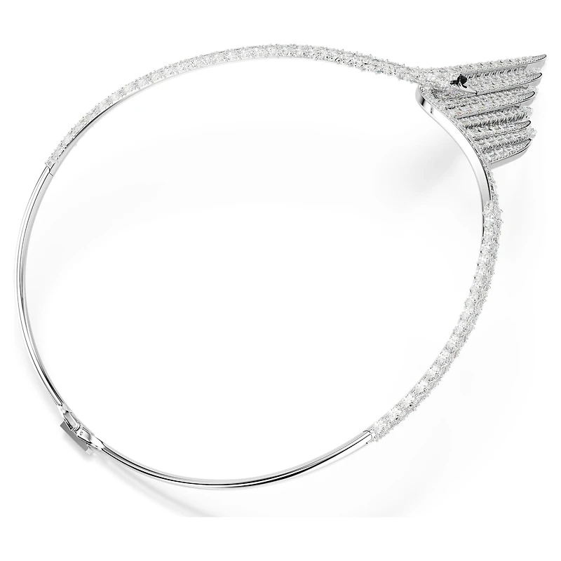 Vienna necklace, Mixed cuts, Swan, White, Rhodium plated