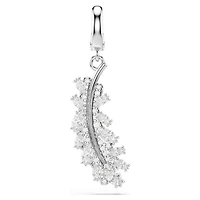 Vienna charm, Mixed cuts, Feather, White, Rhodium plated