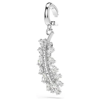 Vienna charm, Mixed cuts, Feather, White, Rhodium plated