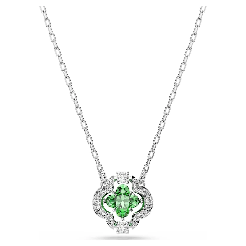 Una Angelic pendant, Mixed cuts, Green, Rhodium plated