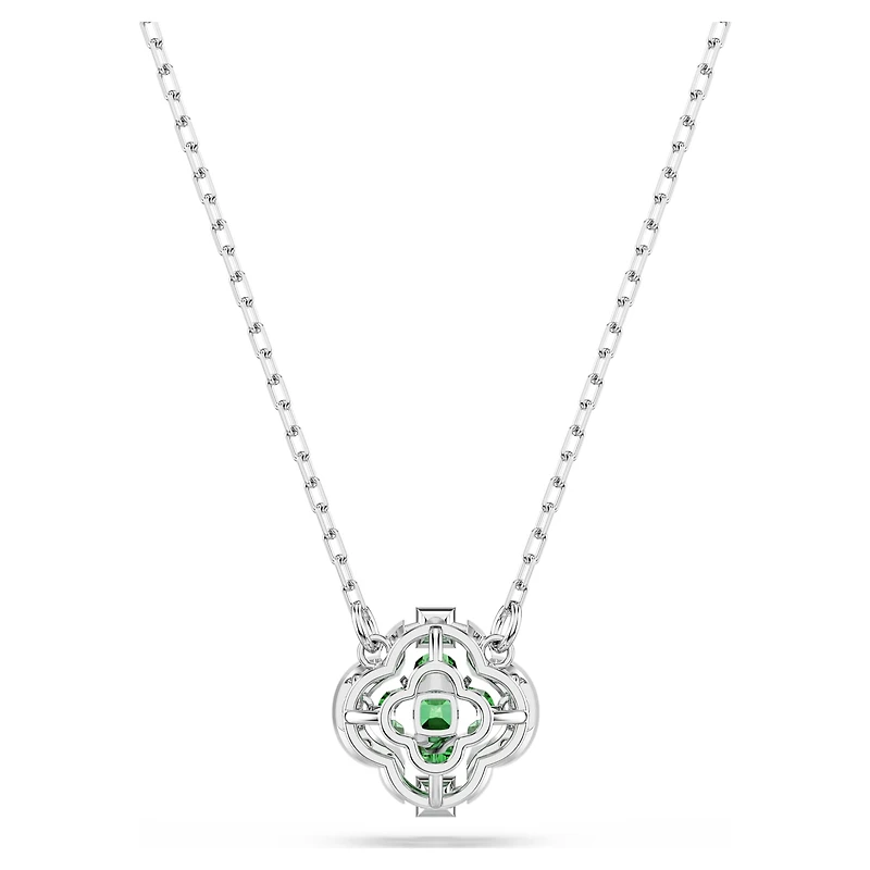 Una Angelic pendant, Mixed cuts, Green, Rhodium plated