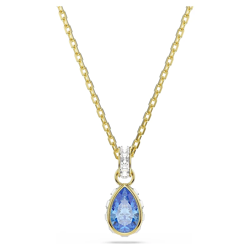 Chroma pendant, Pear cut, Blue, 18K gold finish