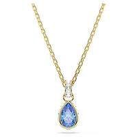 Chroma pendant, Pear cut, Blue, 18K gold finish