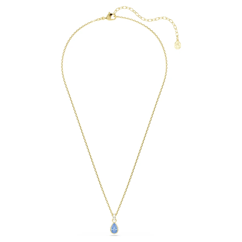 Chroma pendant, Pear cut, Blue, 18K gold finish