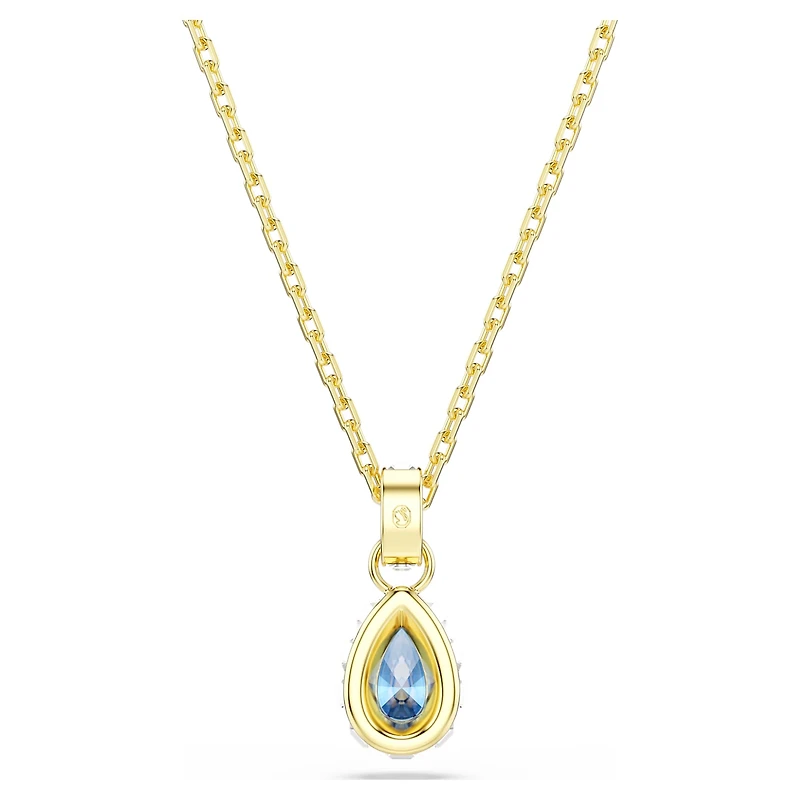 Chroma pendant, Pear cut, Blue, 18K gold finish
