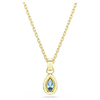 Chroma pendant, Pear cut, Blue, 18K gold finish