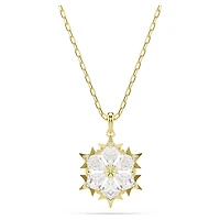 Magic pendant, Mixed cuts, Snowflake, White, 18K gold finish