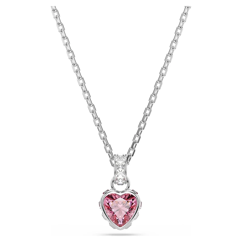 Chroma pendant, Mixed cuts, Pink, Rhodium plated