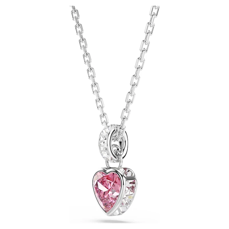 Chroma pendant, Mixed cuts, Pink, Rhodium plated