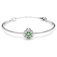 Una Angelic bangle, Mixed cuts, Green, Rhodium plated