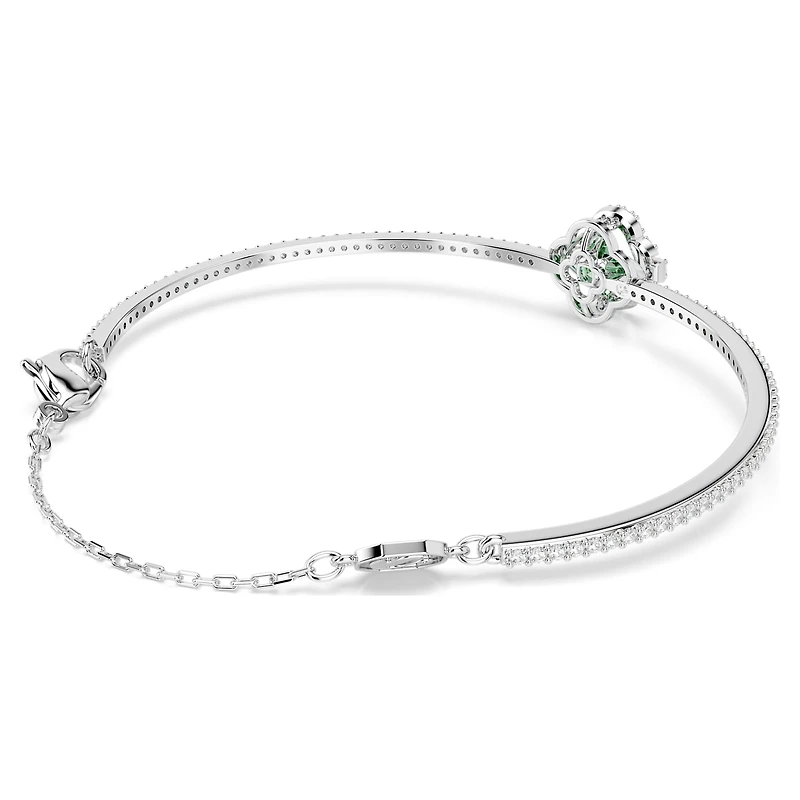 Una Angelic bangle, Mixed cuts, Green, Rhodium plated
