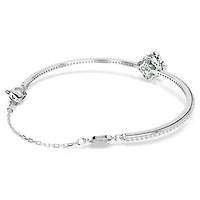 Una Angelic bangle, Mixed cuts, Green, Rhodium plated