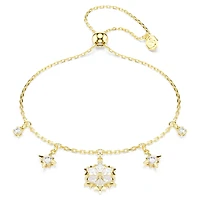 Magic bracelet, Mixed cuts, Snowflake, White, 18K gold finish