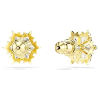Magic stud earrings, Mixed cuts, Snowflake, White, 18K gold finish