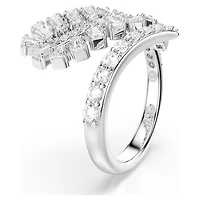 Vienna open ring, Mixed cuts, Feather, White, Rhodium plated