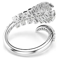 Vienna open ring, Mixed cuts, Feather, White, Rhodium plated