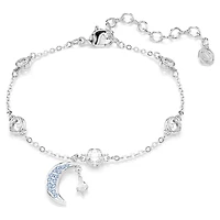 Symbolica bracelet, Round cut, Moon, Blue, Rhodium plated