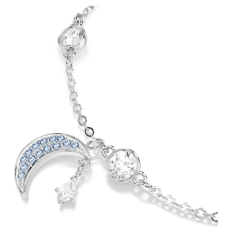 Symbolica bracelet, Round cut, Moon, Blue, Rhodium plated