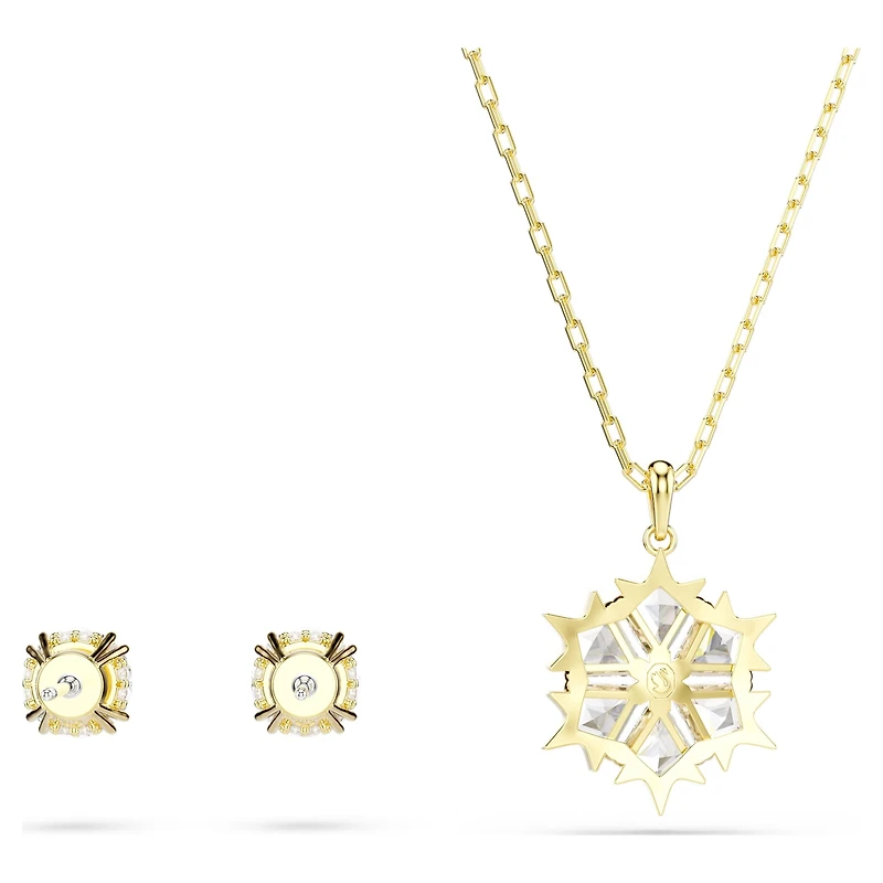 Magic set, Set (2), Mixed cuts, Snowflake, White, 18K gold finish
