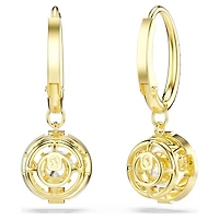 Una Angelic drop earrings, Round cut, White, 18K gold finish