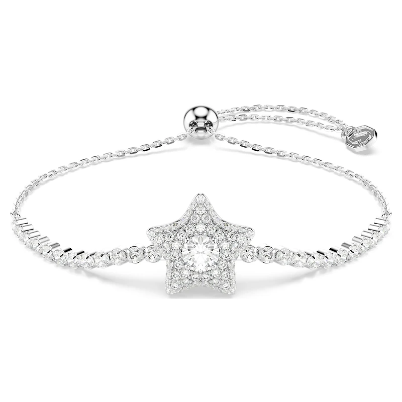 Sublima bracelet, Round cut, Star, White, Rhodium plated