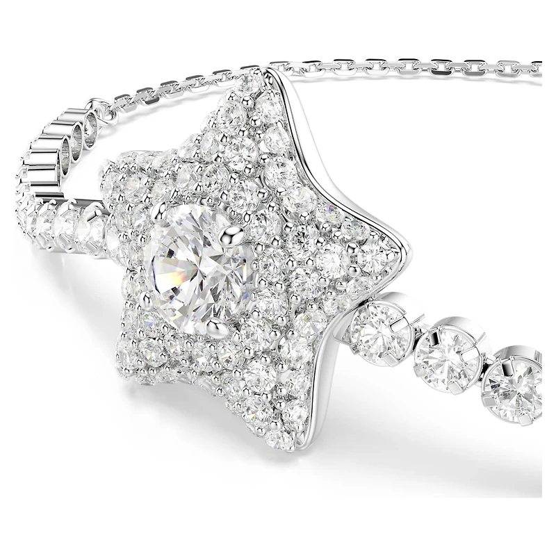 Sublima bracelet, Round cut, Star, White, Rhodium plated