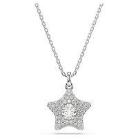 Sublima pendant, Round cut, Star, White, Rhodium plated
