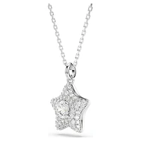 Sublima pendant, Round cut, Star, White, Rhodium plated
