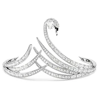 Vienna tiara, Mixed cuts, Swan, White, Rhodium plated