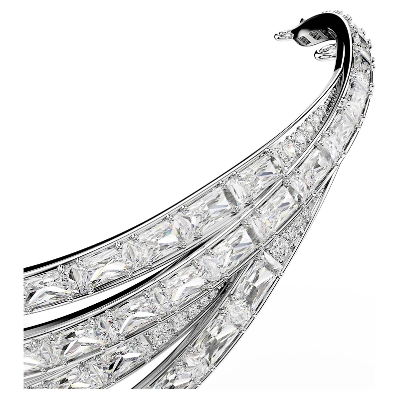 Vienna tiara, Mixed cuts, Swan, White, Rhodium plated
