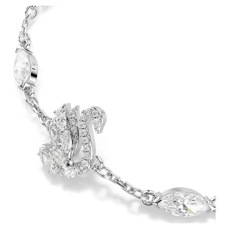 Swan bracelet, Mixed cuts, Swan, White, Rhodium plated