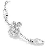 Swan bracelet, Mixed cuts, Swan, White, Rhodium plated