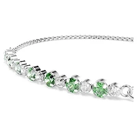 Matrix bracelet, Round cut, Green, Rhodium plated