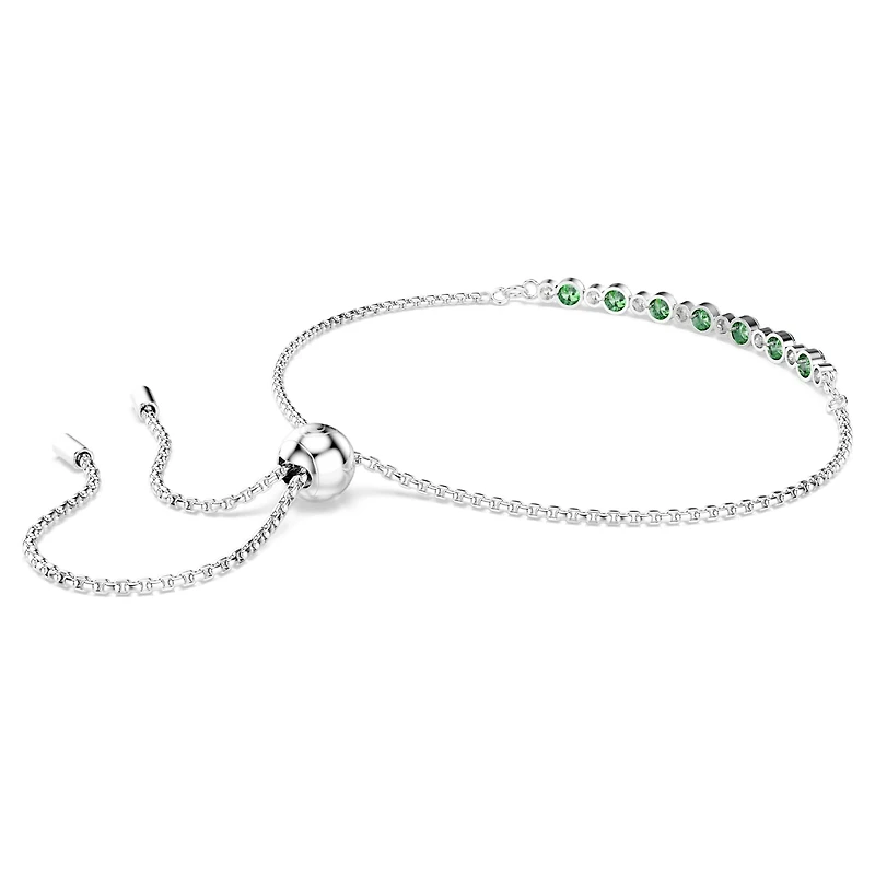 Matrix bracelet, Round cut, Green, Rhodium plated