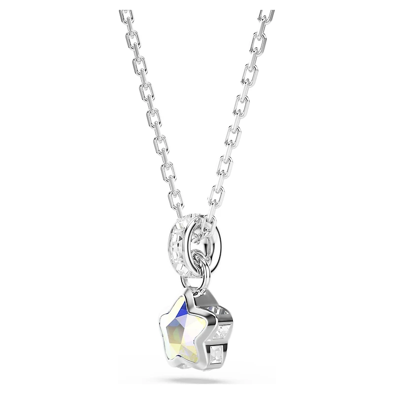 Chroma pendant, Mixed cuts, Star, White, Rhodium plated