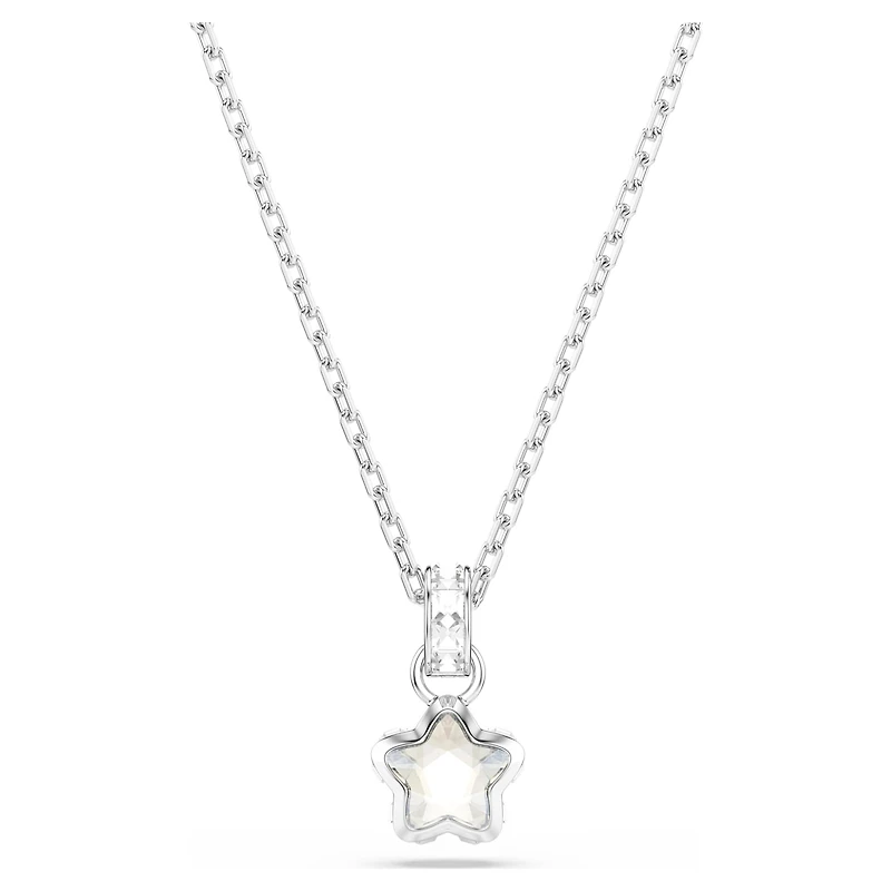 Chroma pendant, Mixed cuts, Star, White, Rhodium plated