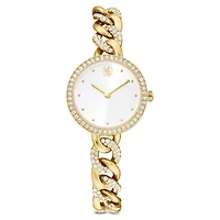 Cocktail round watch, Round cut, Metal bracelet, Gold tone, Gold-tone finish