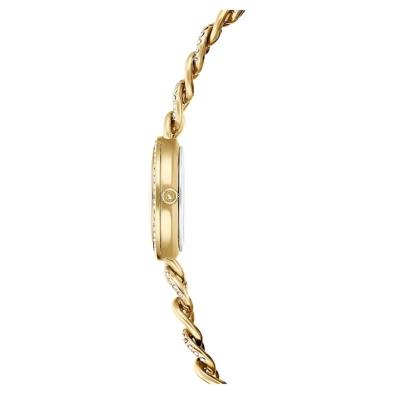 Cocktail round watch, Round cut, Metal bracelet, Gold tone, Gold-tone finish