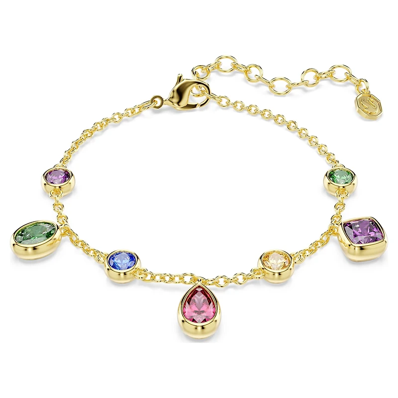 Imber bracelet, Mixed cuts, Multicoloured, 18K gold finish