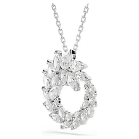 Mesmera pendant, Marquise cut, White, Rhodium plated