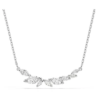Mesmera necklace, Marquise cut, White, Rhodium plated