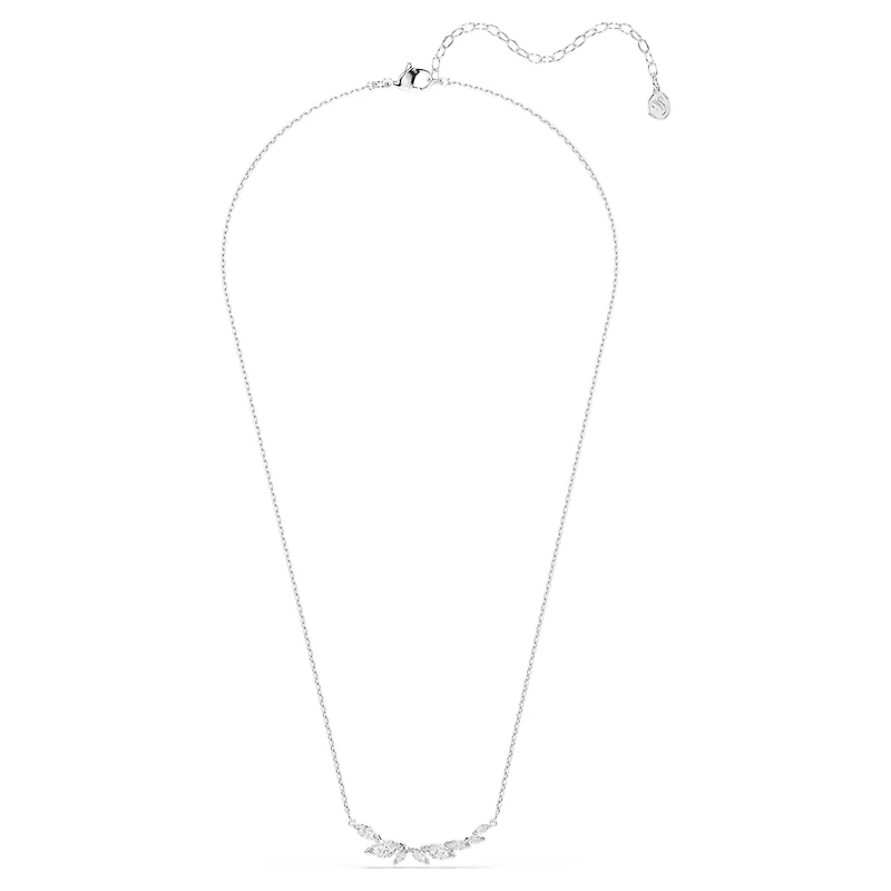 Mesmera necklace, Marquise cut, White, Rhodium plated