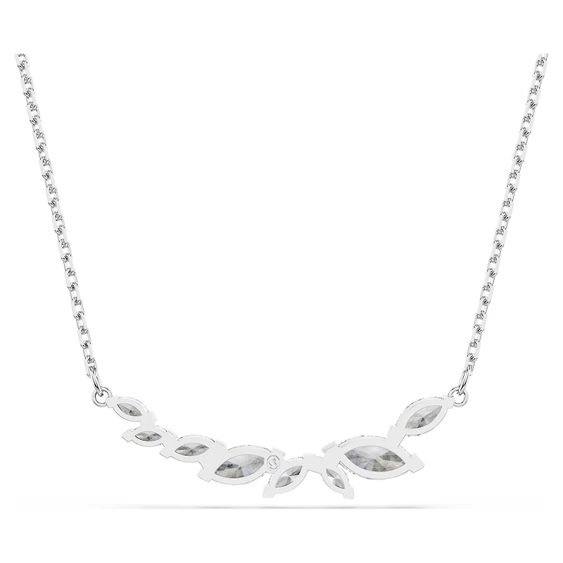 Mesmera necklace, Marquise cut, White, Rhodium plated