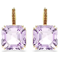 Millenia drop earrings, Square cut, Purple, 18K gold finish