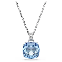 Millenia pendant, Cushion cut, Blue, Rhodium plated