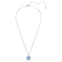 Millenia pendant, Cushion cut, Blue, Rhodium plated